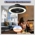Jinweite Ceiling Fan With Light 19 Inches Led Remote Control Fully Dimmable Lighting Modes Invisible Acrylic Blades Metal Shell