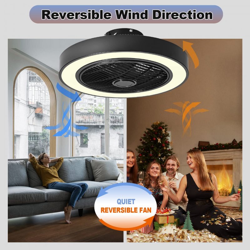Jinweite Ceiling Fan With Light 19 Inches Led Remote Control Fully Dimmable Lighting Modes Invisible Acrylic Blades Metal Shell