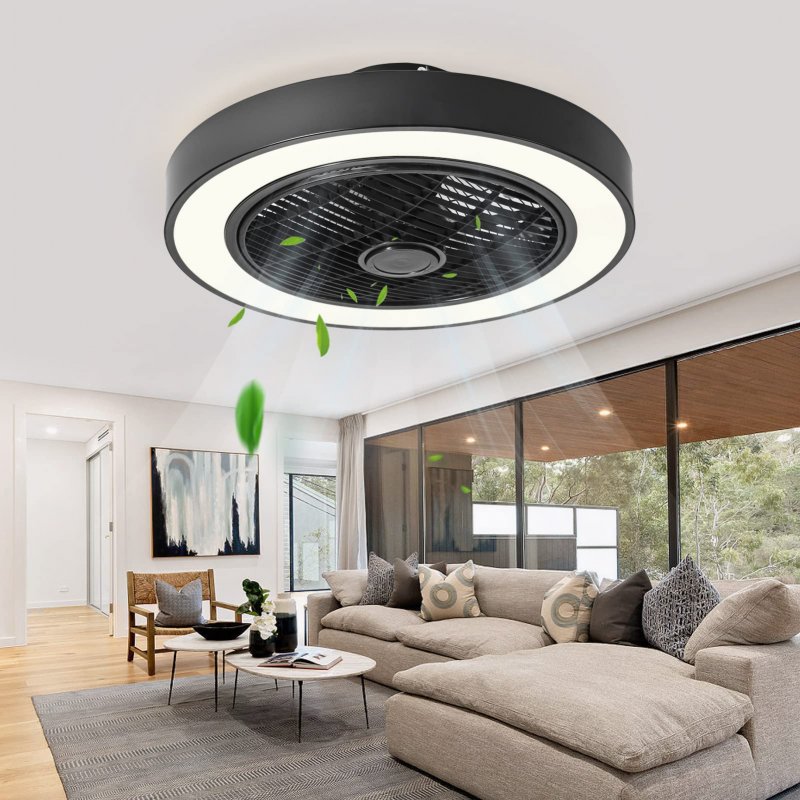 Jinweite Ceiling Fan With Light 19 Inches Led Remote Control Fully Dimmable Lighting Modes Invisible Acrylic Blades Metal Shell