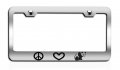 Peace Love Pandas Chrome Steel License Plate Frame Tag Holder 