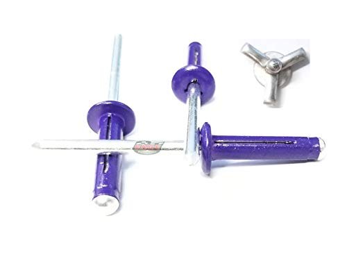 Purple 3 16 In Small Head Tri Fold Exploding Aluminum Mandrel Pop Rivets 250 Pack