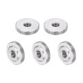 5pcs M6 Knurled Thumb Nuts 304 Stainless Steel Round Flat Head Through Hole Handle Nut Lock Adjusting Thin Type Silver 