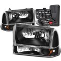 Auto Dynasty Black Housing Amber Side Headlight Corner Lamps Tool Kit For Ford F-250 F-350 F-450 F-550 Super Duty 99-04 