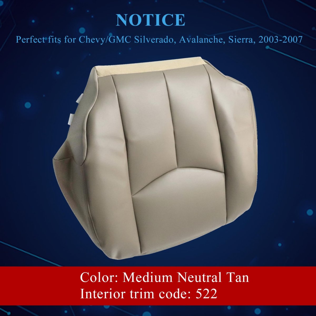 Front Driver Side Bottom And Back Replacement Seat Covers Medium Neutral Tan 522 Microfiber Leather For Chevy Silverado
