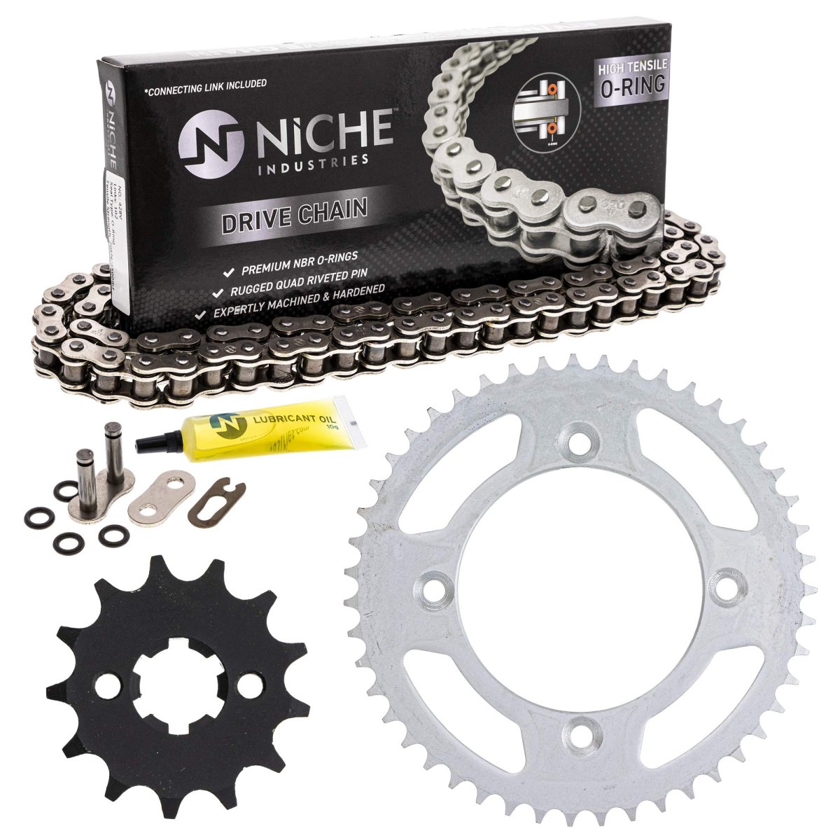 Niche Drive Sprocket Chain Combo For Yamaha Yz80 Front 13 Rear 47 Tooth 428v O-ring 118 Links