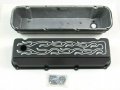 Ford 429-460 For Aluminum Tall Baffled Valve Cover W Hardware Flames Blk E41233bk 