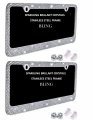 Apsg License Plate Frames 2 Pack Glitter White Crystal Rhinestone On Stainless Steel Chrome Holder With Shiny Diamond Bling 