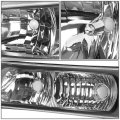 Compatible With Chevy Silverado 1st Gen 4pc Pair Of Black Clear Corner Headlight Lens 3d Led Tail Light