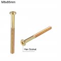 Uxcell M8x85mm Furniture Screw Hex Socket Machine Screws Zinc Plated Fasteners Bolts Half Thread Carbon Steel 5pcs