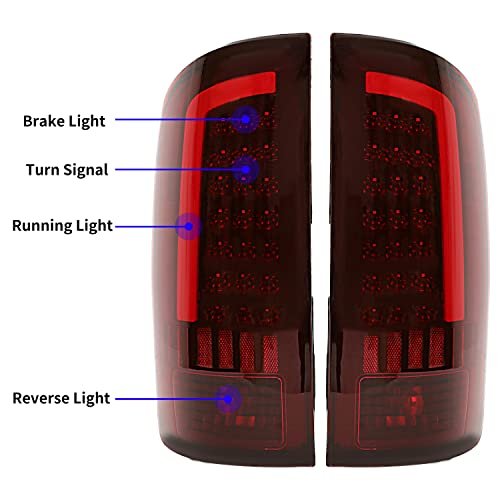 Led Taillight For 2002-2006 Dodge Ram 1500 2003-2006 2500 3500 Tube Bar Tail Light Brake Turn Signal Lamp Lh Rh Pair Red Lens