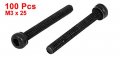 Uxcell M3 X 25mm Alloy Steel Hex Bolt Socket Head Cap Machine Screws Black 100 Pcs