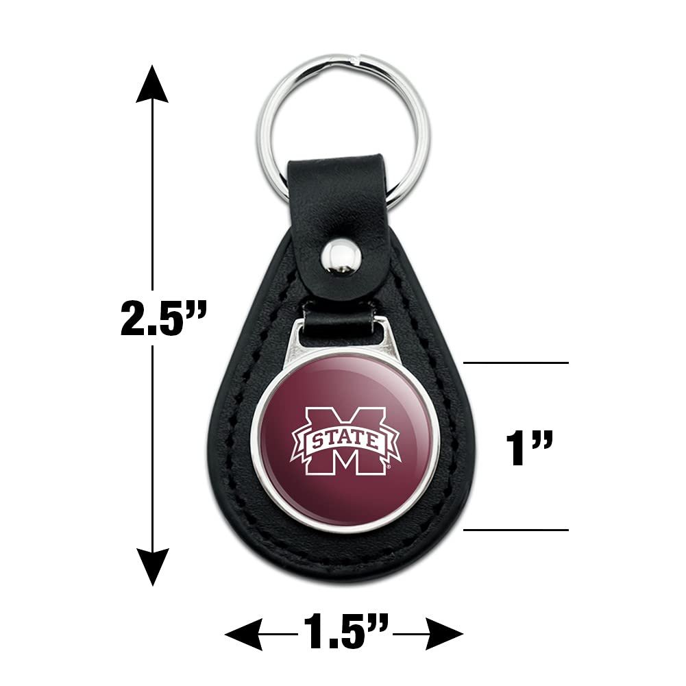 Graphics More Black Leather Mississippi State Logo Keychain