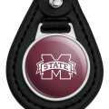 Graphics More Black Leather Mississippi State Logo Keychain