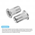 Uxcell 8-32 Rivet Nuts 100pcs 304 Stainless Steel Knurled Flat Head Threaded Insert For Metal Plastic