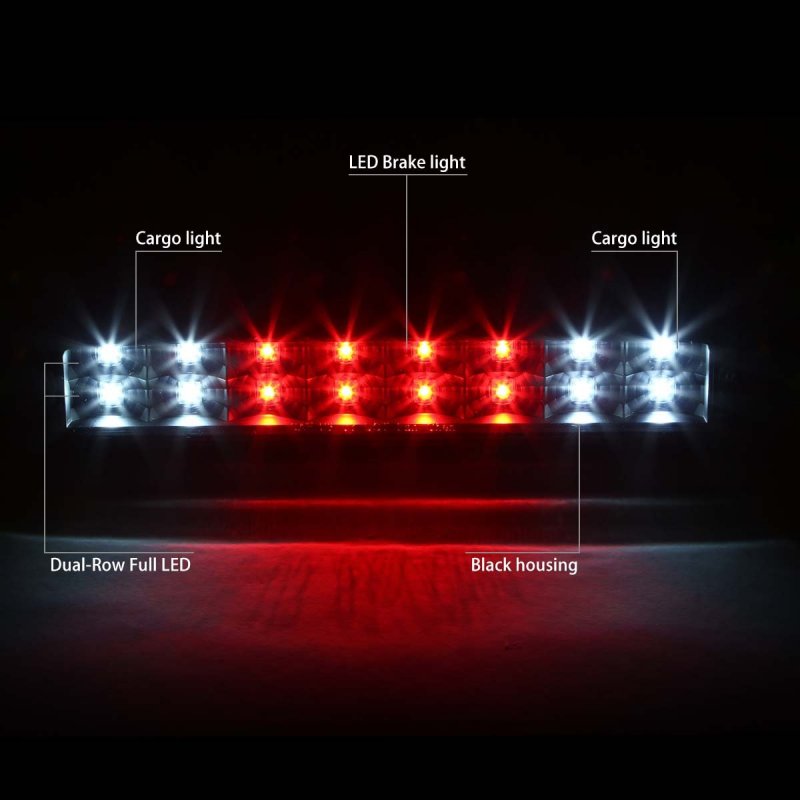 Dna Motoring 3bl-fspran99-led-bk Black Housing Led Third Tail Brake Light For 93-11 Ranger 99-16 F250-550 Sd 95-03 B2300 B2500