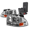 Pair Chrome Housing Amber Corner Headlight Lamps Tool Kit Compatible With Dodge Dakota Durango 97-04