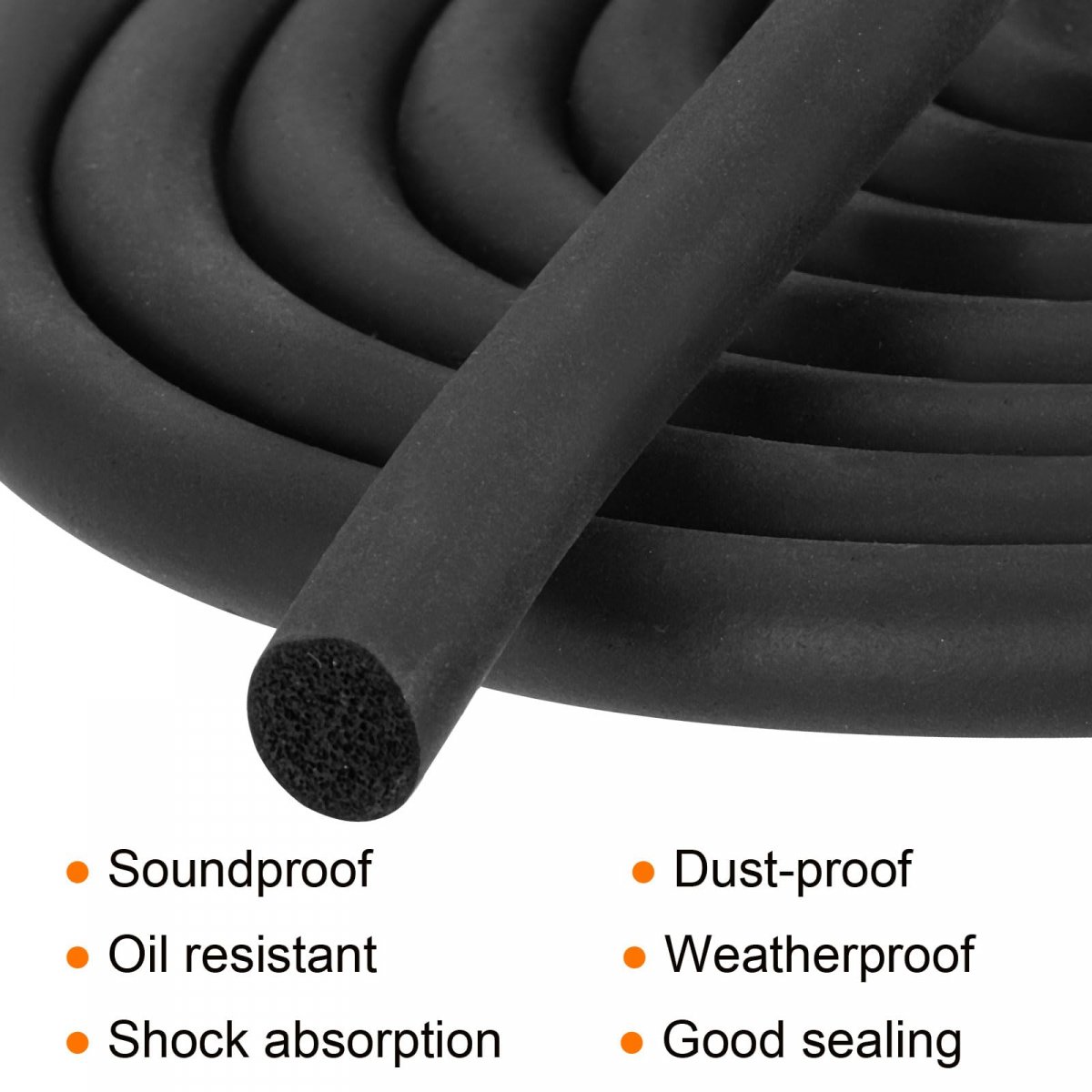 Foam Rubber Weather Seal Strip 8mm 0 31 Diameter X 8 Meters 26 25ft Long Round Epdm Solid For Reduce Noise Shock Friction