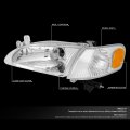 Auto Dynasty Pair Of Oe Style Chrome Housing Amber Corner Headlight Head Lamps Compatible With Corolla 98-00