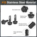 25pcs 10 X 5 8 Self Drilling Screws 410 Stainless Steel Tapping For Metal Black Zinc Plated Hex Washer Head Sheet