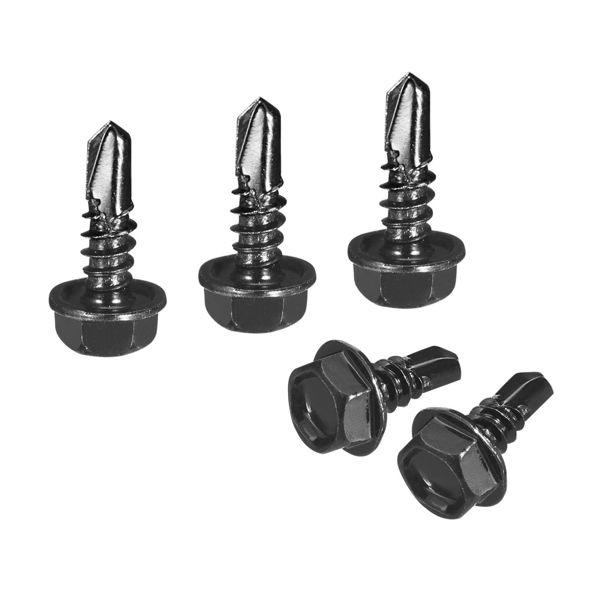 25pcs 10 X 5 8 Self Drilling Screws 410 Stainless Steel Tapping For Metal Black Zinc Plated Hex Washer Head Sheet