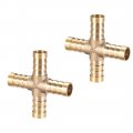 Uxcell 10mm Or 3 8 Id Brass Barb Splicer Fitting 4 Ways Cross Air Gas Water Fuel 2pcs