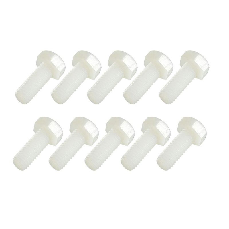 10pcs M6 20mm Nylon Hex Head Cap Hexagonal Screw White