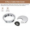 Uxcell Cable Hole Cover 4pcs 2-1 4 Inch Abs Desk Wire Cord Grommet For Office Computer Organizer Silver