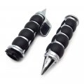 Httmt Trhb114g-25-cd Chromed Spike 1 Inch Rubber Hand Grip With Contoured Throttle Boss Compatible Road Star Silverado Mmltd V