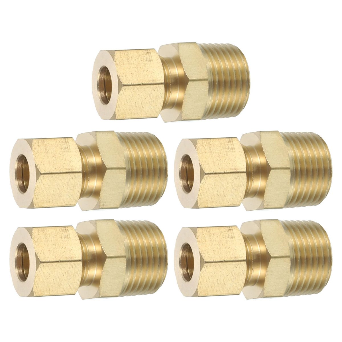 5 Pcs Brass Compression Tube Fitting 16 Od X 3 8 Npt Male Connector Union Straight Coupling Adapter For Air Liquid Oil Gas