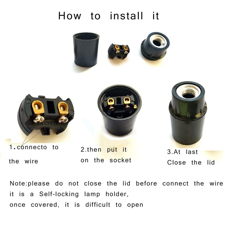E12 Candelabra Socket Twdrtdd Black Keyless Phenolic Base Lamp Holder Light 3-pack
