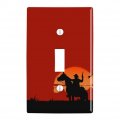 Cowboy On Horse With Red Sunset And Gun Plastic Wall Decor Toggle Light Switch Plate Cover 