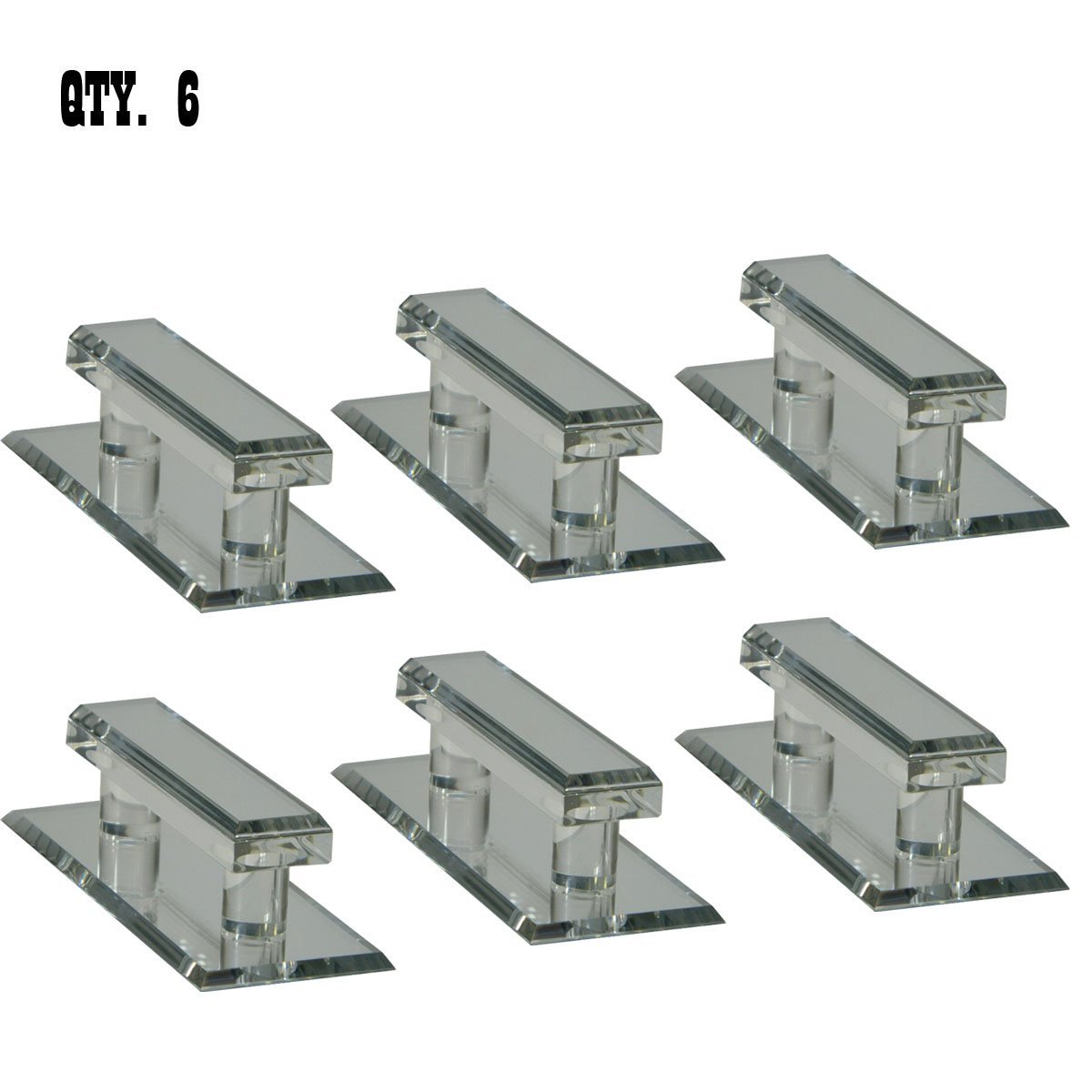 Clear Acrylic Self Stick Mirror Pulls Pack Of 6 Polished Beveled Handles 4 In Face And 5 Base