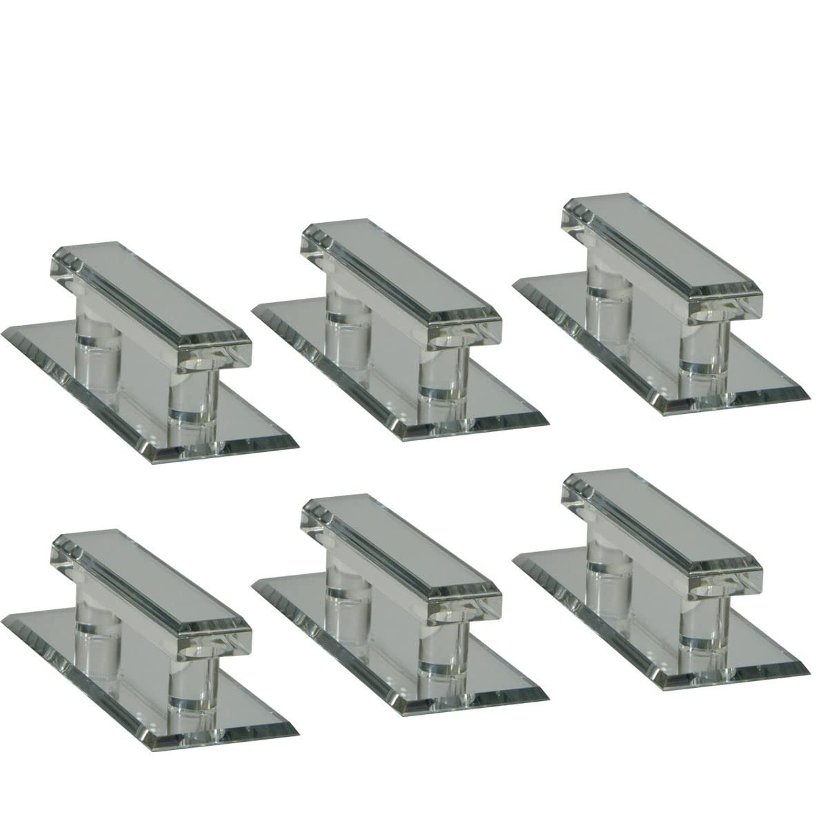 Clear Acrylic Self Stick Mirror Pulls Pack Of 6 Polished Beveled Handles 4 In Face And 5 Base