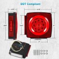 Partsam Pair Slim Square Led Trailer Light Kit Halo Glow Submersible Tail Lights 72leds 2835 Smd Stop Turn Signal Lamps For