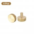Uxcell M4x6mm Knurled Thumb Screws 4pcs Flat Head Fully Threaded Brass Bolts Grip Knobs Fasteners