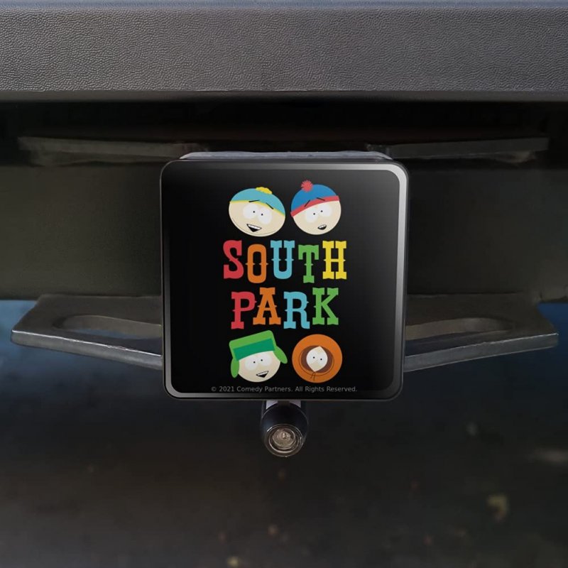 South Park Characters Logo Tow Trailer Hitch Cover Plug Insert For 1 25 Receivers Black Abs Plastic With Uv Resistant Resin Top