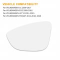 X Autohaux Left Driver Side Lh Mirror Glass W Adhesive For Volkswagen Cc 2009-2017 Eos 2009-2016 Passat 2012