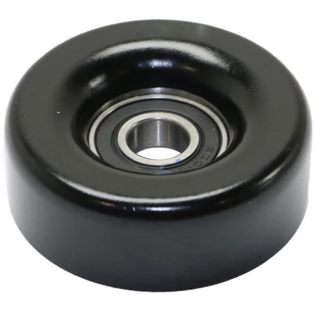 Accessory Belt Idler Pulley For Gmc Envoy 2005 2006 2007 2008 2009 Flat Air Conditioning Replacement 12580196 Black Plastic