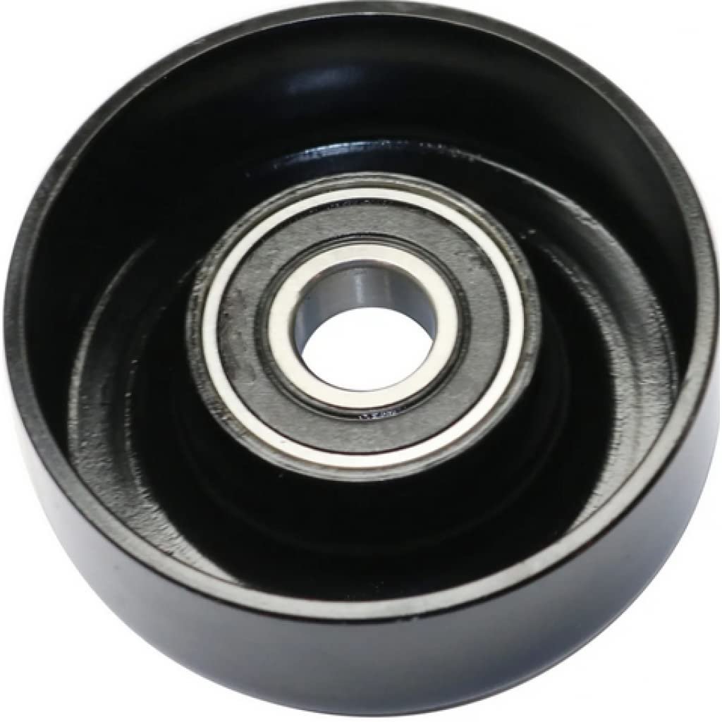 Accessory Belt Idler Pulley For Gmc Envoy 2005 2006 2007 2008 2009 Flat Air Conditioning Replacement 12580196 Black Plastic