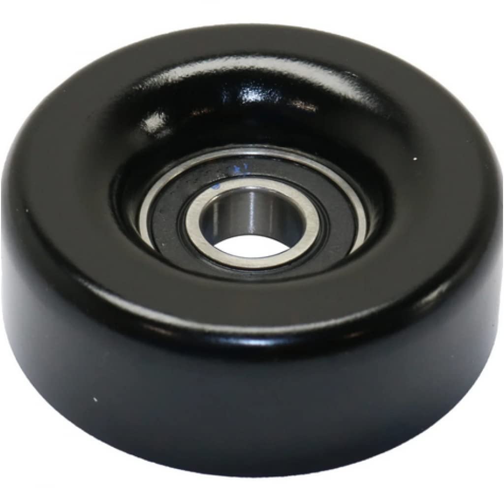 Accessory Belt Idler Pulley For Gmc Envoy 2005 2006 2007 2008 2009 Flat Air Conditioning Replacement 12580196 Black Plastic