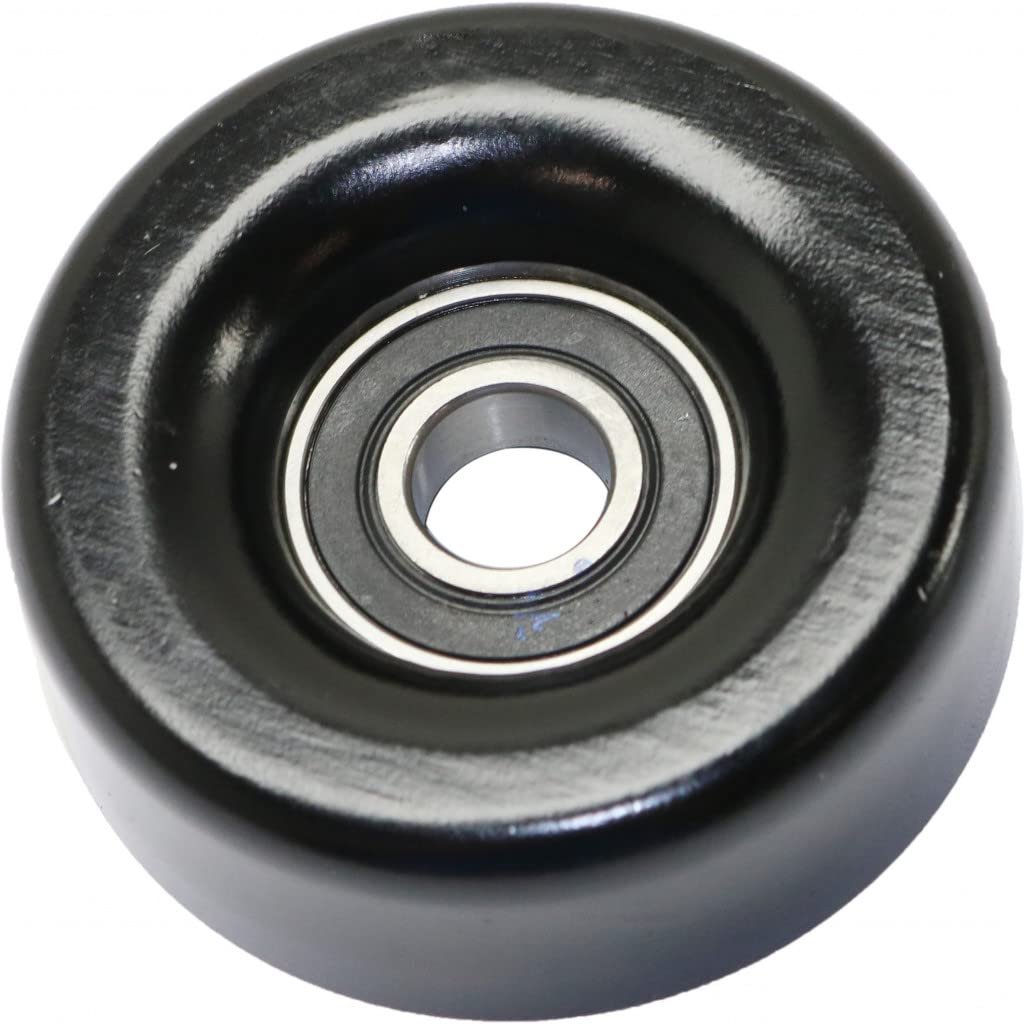 Accessory Belt Idler Pulley For Gmc Envoy 2005 2006 2007 2008 2009 Flat Air Conditioning Replacement 12580196 Black Plastic