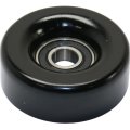 Accessory Belt Idler Pulley For Gmc Envoy 2005 2006 2007 2008 2009 Flat Air Conditioning Replacement 12580196 Black Plastic