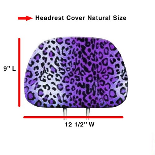 Car Headrest Cover In Animal Print Leopard Purple