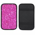 Jojoart Pink Glittering Theme Car Center Console Decor Handrail Armrest Box Cushion Interior Covers Protector Pad Lid Cover