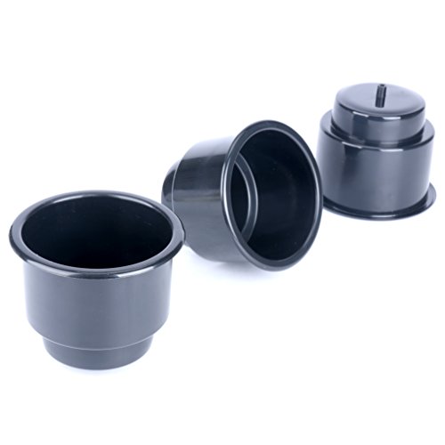 Set Of 3 Recessed Plastic Cup Holders With Drain For Boat Car Marine Rv Black Drink Can Holder 5 In Height 4 125 Diameter