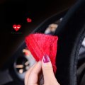 U So Shiny Fluffy Car Steering Wheel Cover With Cat Ears Perfect For Girls Women Ladies Universal Size Red