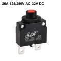 Uxcell Thermal Circuit Breaker 20 Amp Push Button Reset Overload Protector 125 250v Ac 32v Dc With Quick Connect Terminal
