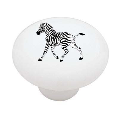 Galloping Zebra Decorative High Gloss Ceramic Drawer Knob