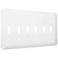 6-gang Metal Wallplate Maxi 6-toggle White Smooth 
