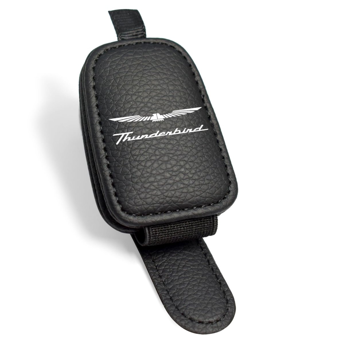 Ford Thunderbird Rectangle Black Leather Magnetic Sunglass Holder Car Sun Visor Mount Clip Official Licensed
